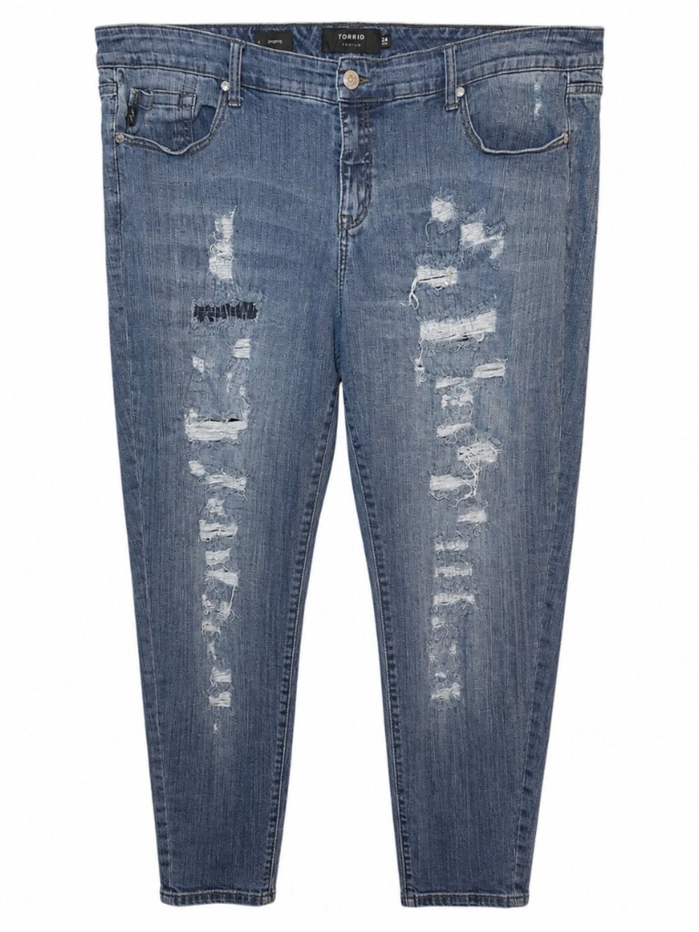 Torrid Premium Boyfriend Jeans Size 24 Distressed Blue Denim Plus Size